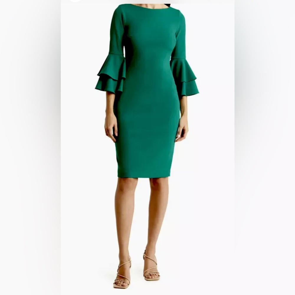 NWT CALVIN KLEIN BELL SLEEVES SHEATH DRESS - Picture 4 of 5